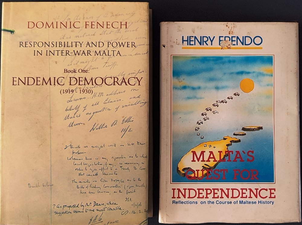 Frendo Henry, Malta's Quest for independence; Fenech Dominic, Responsibility and power in inter-war 