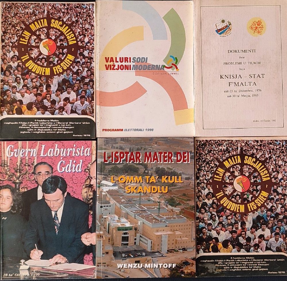 Mintoff Wenzu, l-Isptar Mater Dei; Gvern Laburista Gdid and 4 other political books (6)