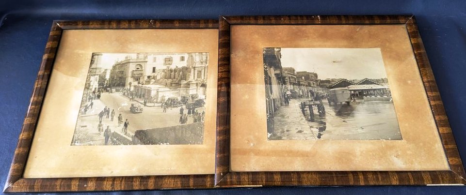 O BEZZINA B&W photographs (12 x 9") Sliema Ferry and The Royal Theatre, Valletta