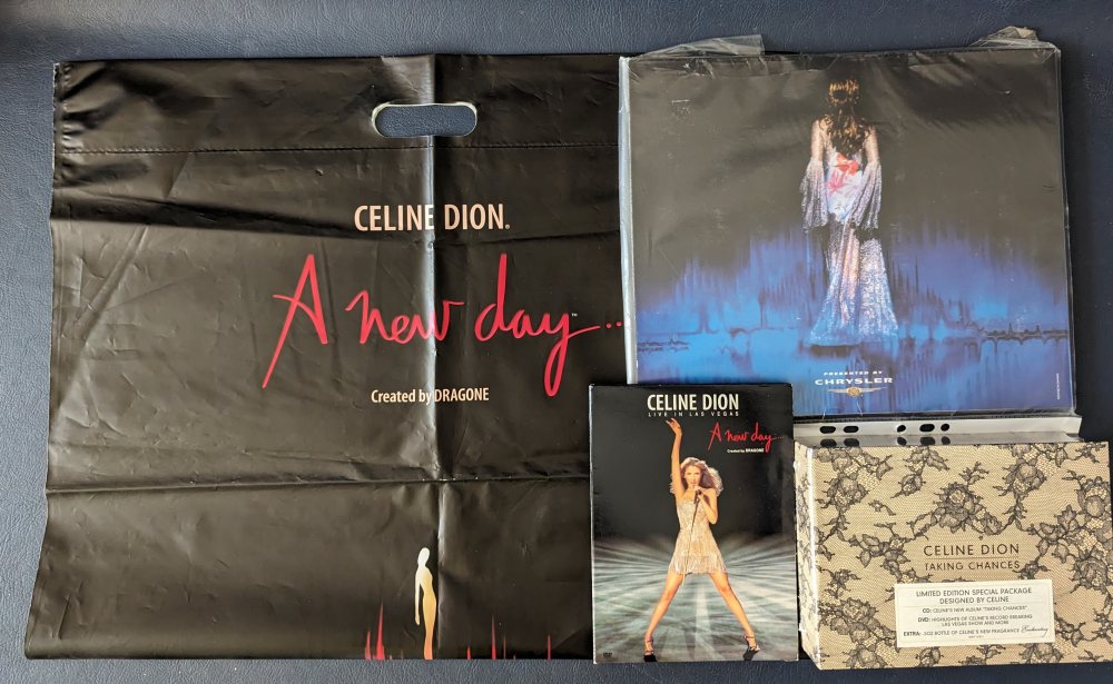 CELINE DION: Taking Chances L/E CD/DVD/Fragrance, Brochure, bag