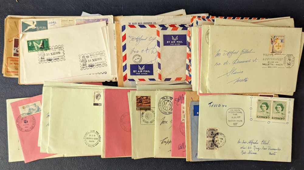 Malta stamps on envelopes
