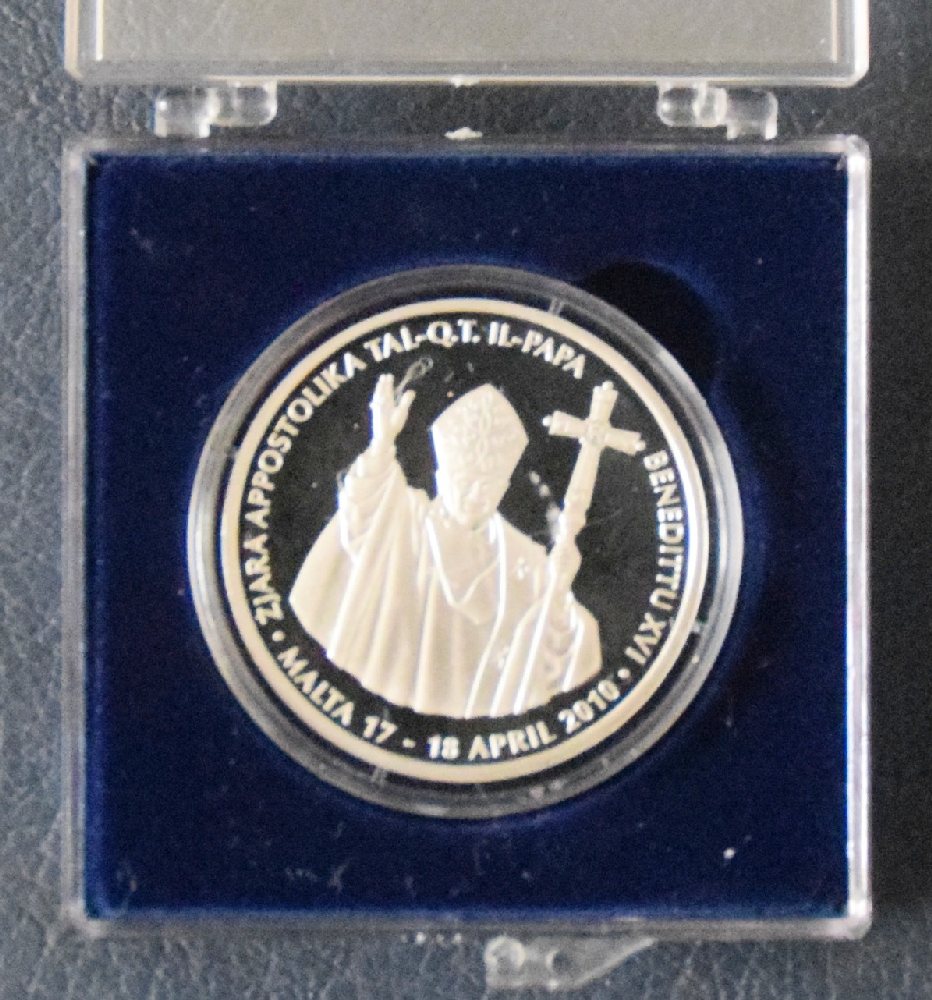 Pope Benedict in Malta commemorative silver medal