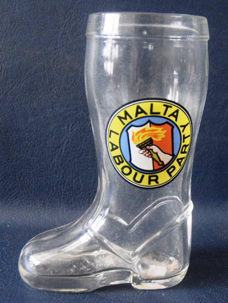 Malta Labour Party glass boot memento