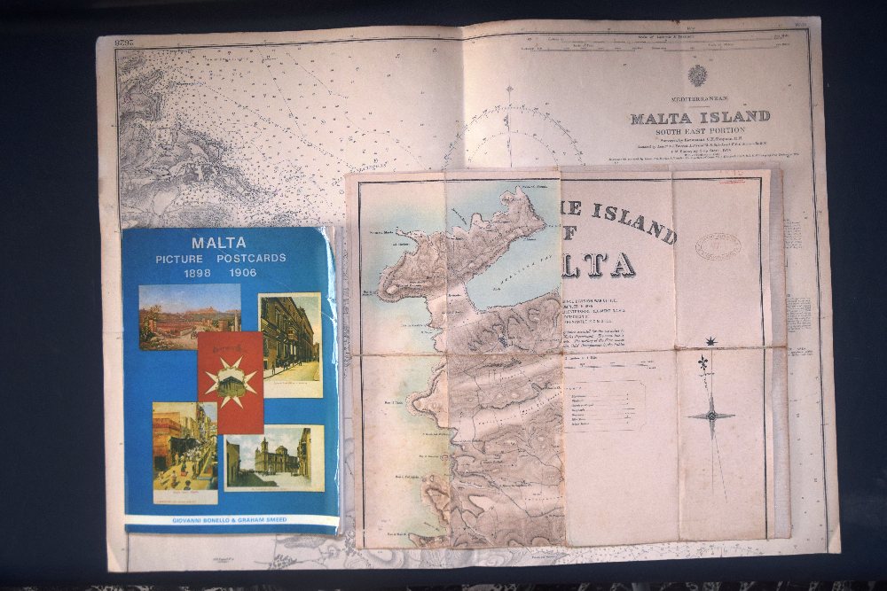 Malta sea chart, Malta folding map, Bonello G & Smeed G, Malta Picture Postcards