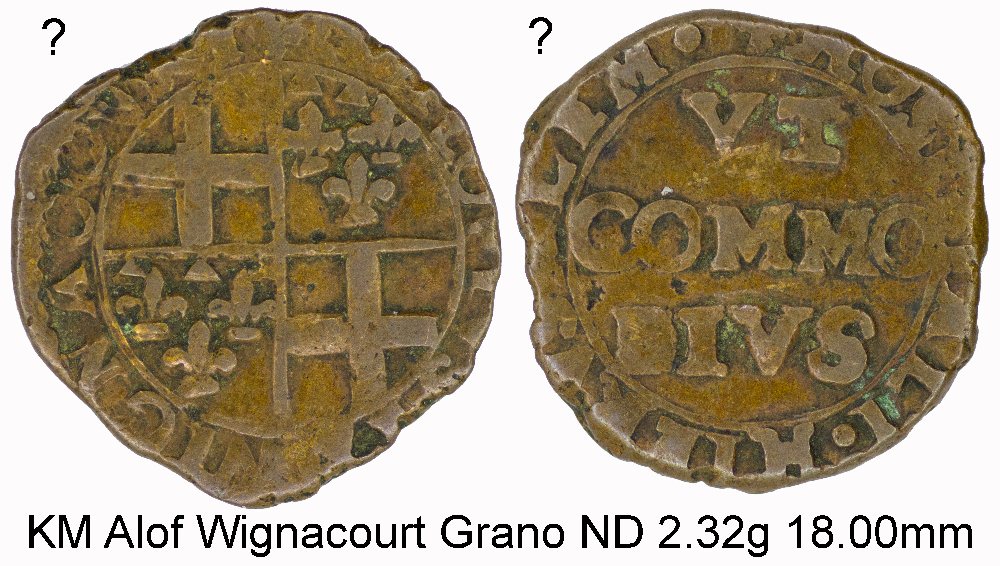 Alof de Wignacourt copper grano - 11-1G - No Date - Obv doubled cross