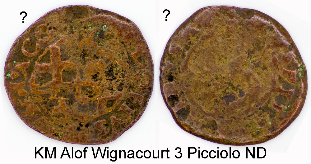 Alof de Wignacourt copper 3 Piccioli - 11-3P - No Date