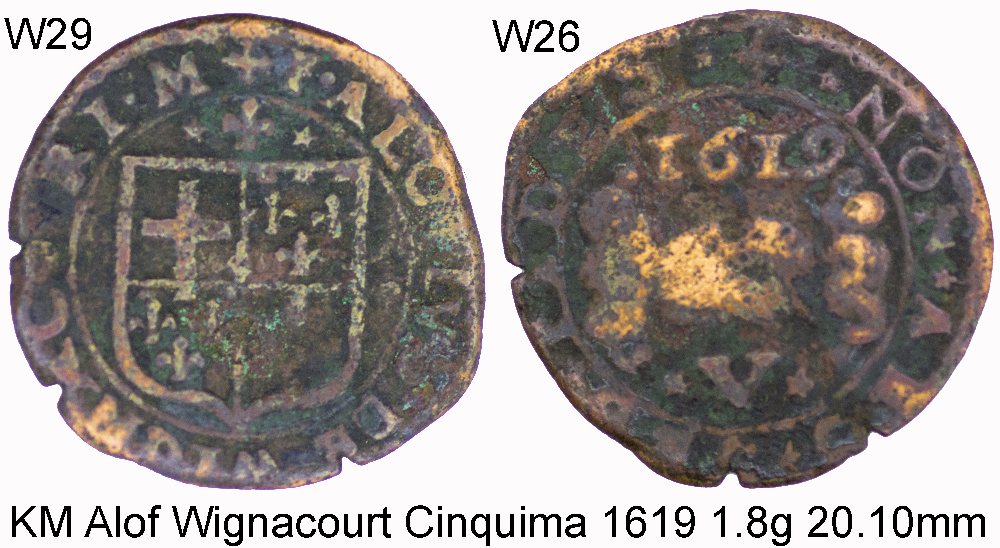 Alof de Wignacourt copper Cinquina - 11-5G-29X26 - 1619