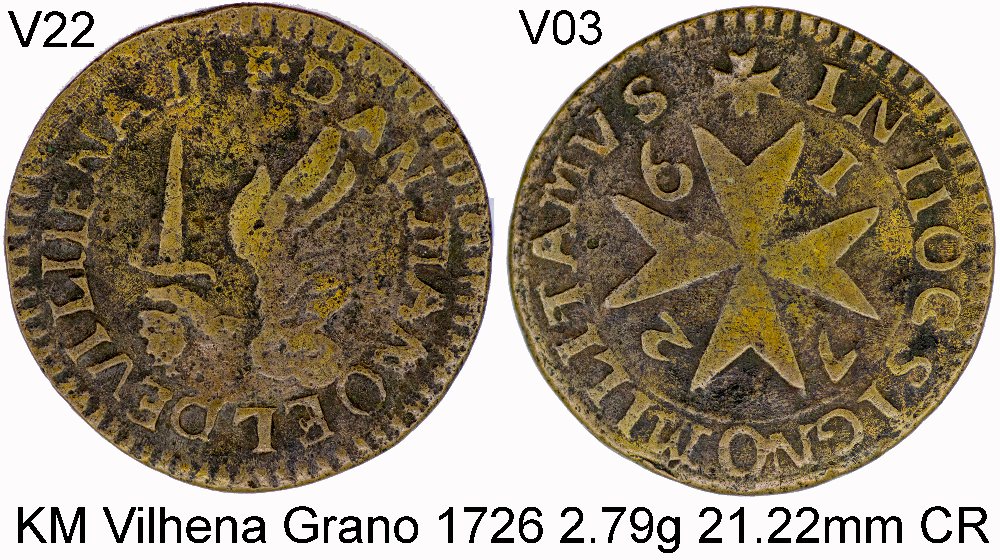 Antonio Manoel de Vilhena copper grano - 23-1G-22X03 - 1726