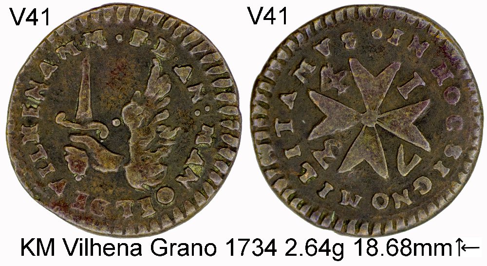 Antonio Manoel de Vilhena copper grano - 23-1G-41X41 - 1734