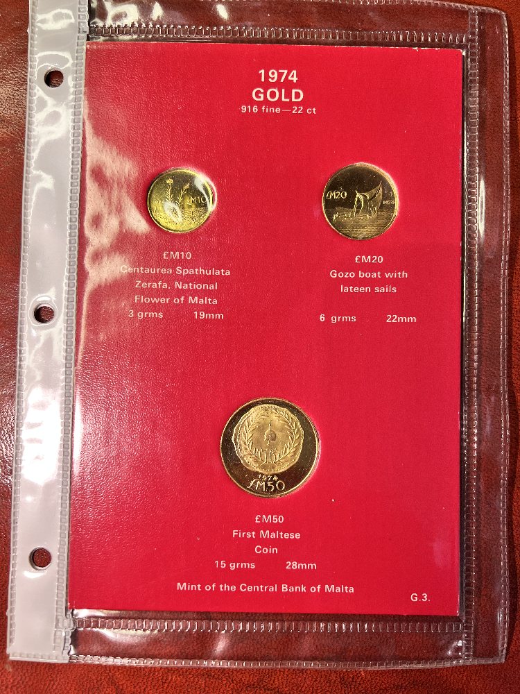Malta gold coin set 1974 (3 coins)