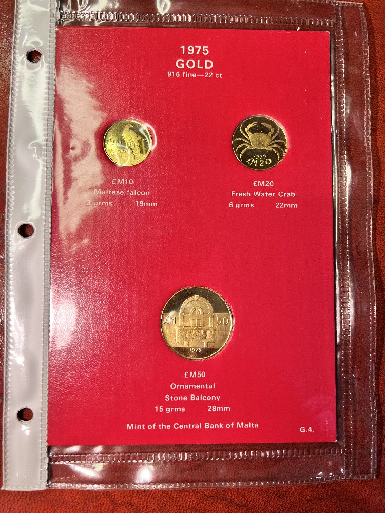 Malta gold coin set 1975 (3 coins) - old arms