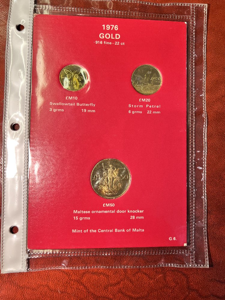 Malta gold coin set 1976 (3 coins)