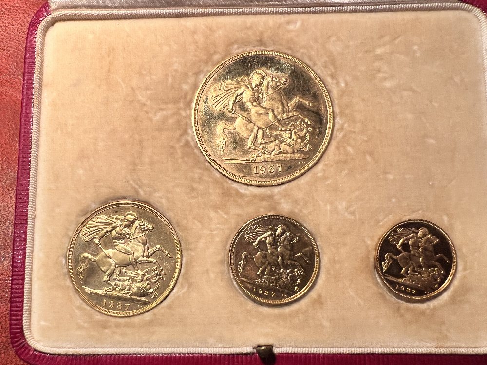 UK gold coins (4) - 1937 Sovereign set (£5, £2, £1, £0.50)