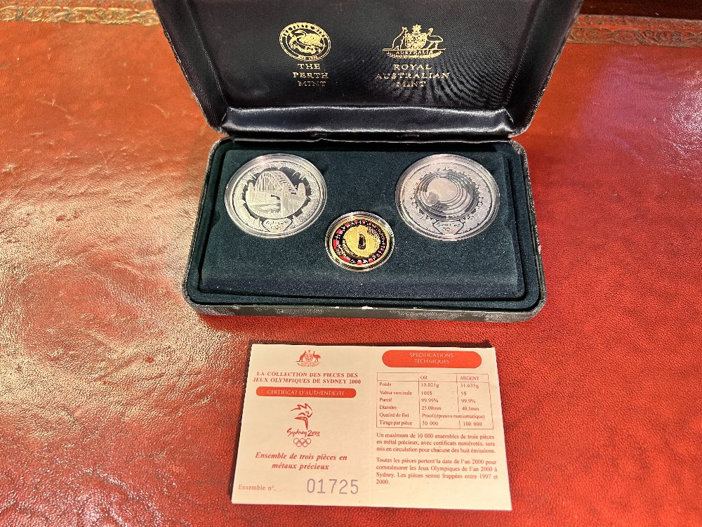 The Sydney 2000 Olympic Coin Collection - 3 coin set (1 gold, 2 silver)