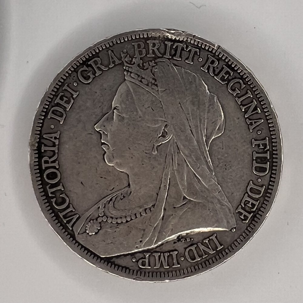 UK Sterling silver crown - QV - Veiled Head - 1893 LVI