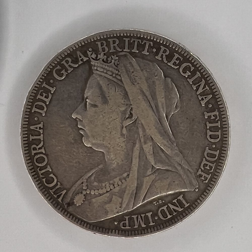 UK Sterling silver crown - QV - Veiled Head - 1894 LVIII