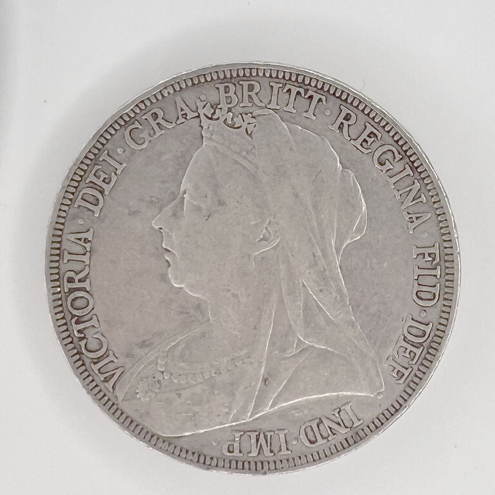 UK Sterling silver crown - QV - Veiled Head - 1896 LX