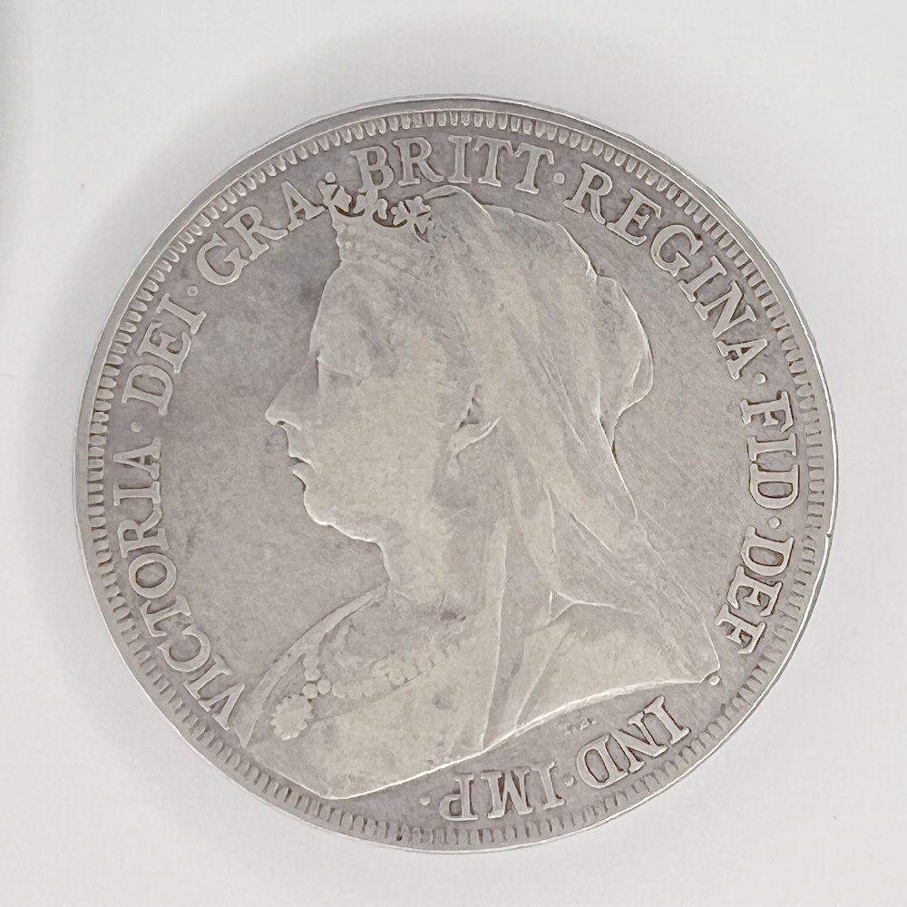 UK Sterling silver crown - QV - Veiled Head - 1898 LXI