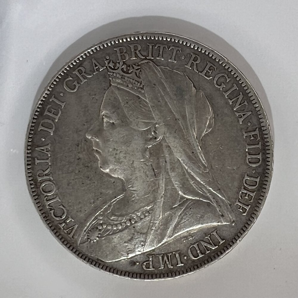 UK Sterling silver crown - QV - Veiled Head - 1900 LXIII