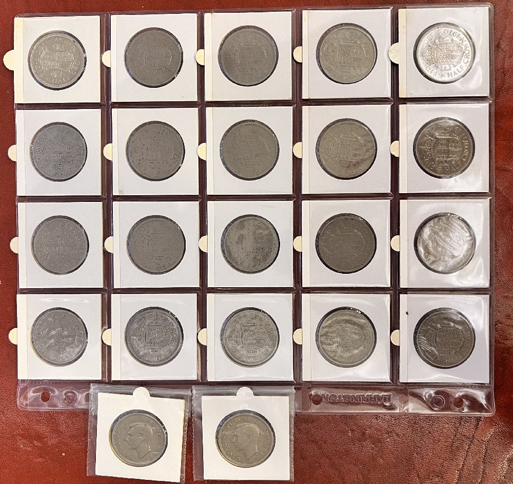 UK Half crowns, 50% silver (28 coins)