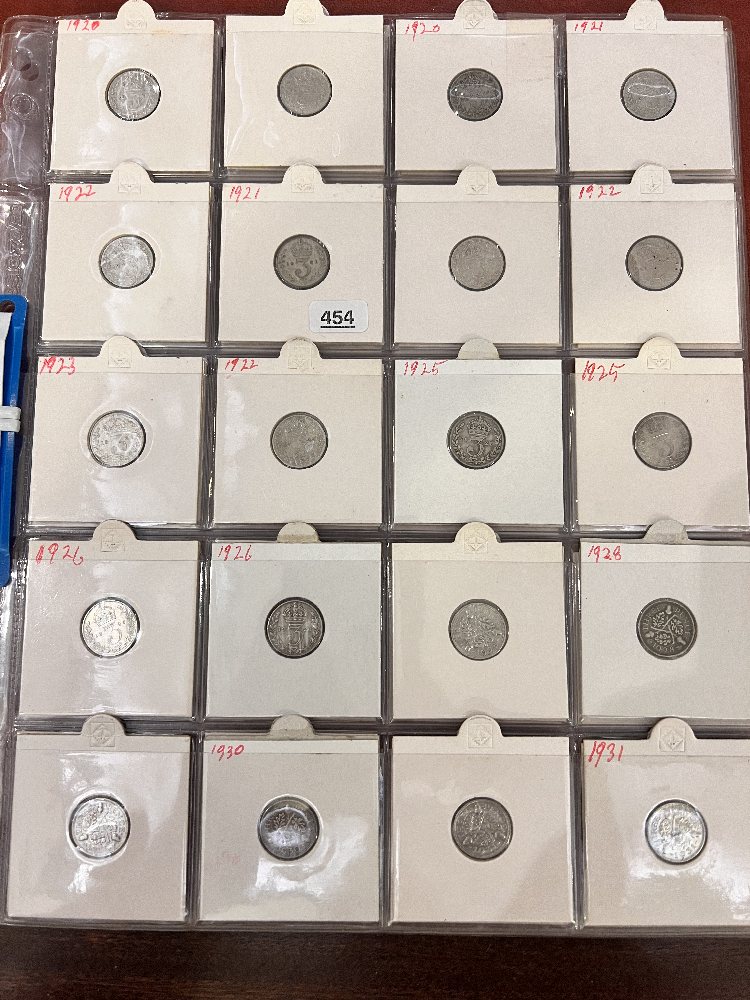 UK Three Pence, 50% silver, (58 coins)