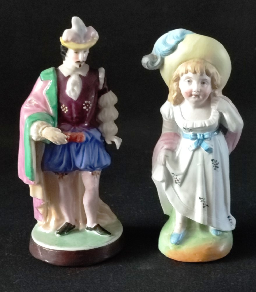 Late 19th C. China figure of a troubadour, 16cm
