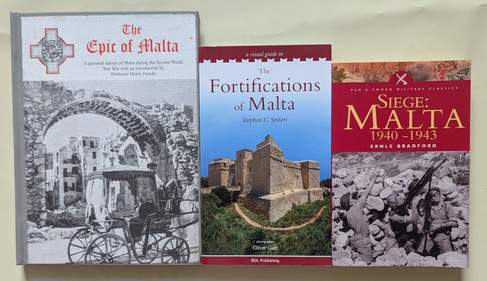 Bradford Ernle, Siege - Malta; Spiteri Stephen C., The Fortifications of Malta; The Epic of Malta - 