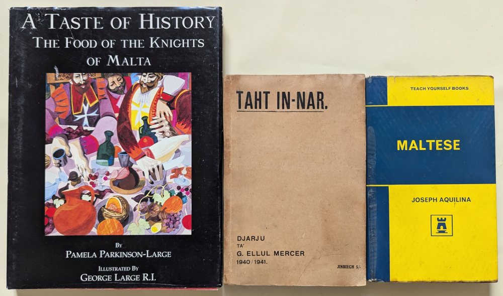 Aquilina Joseph, Teach Yourself Maltese; Ellul Mercer G., Taht in Nar; A Taste of History (3)