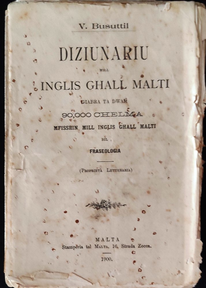 Busuttil V., Dizzjunarju mill Inglis ghall Malta, 1900