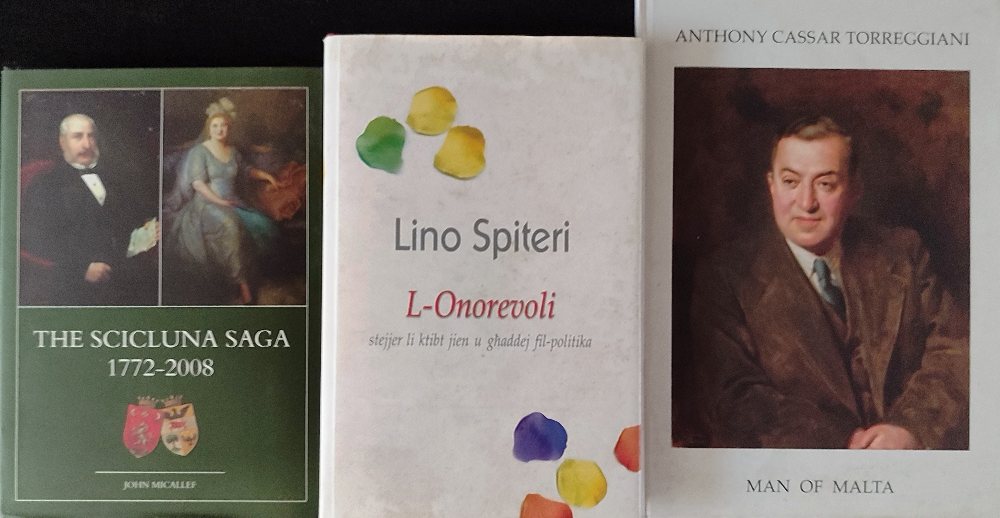 Spiteri Lino, L-Onorevoli; Micallef John, The Scicluna Saga; De Piro Nicholas, Anthony Cassar Torreg