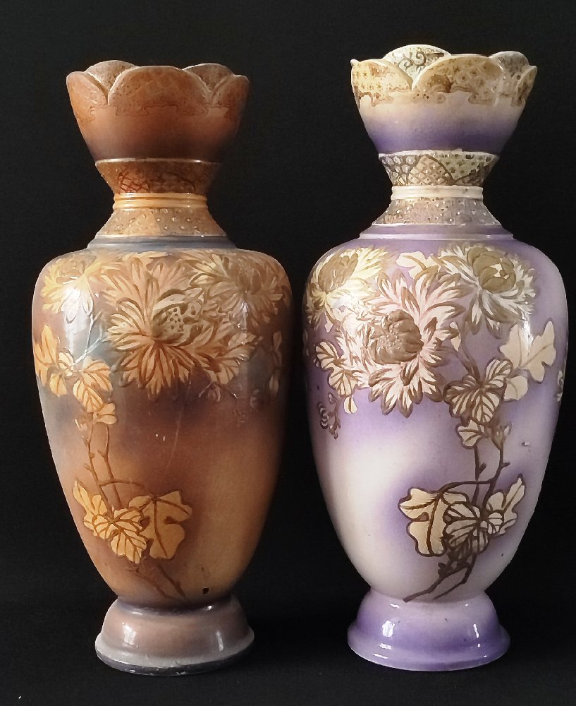 Early 20th C. Japanese Satsuma glazed earthenware vases