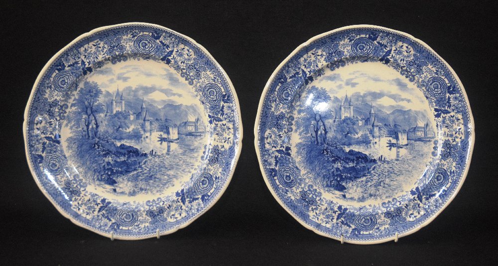 VILLEROY & BOSCH, 2, blue & white china round dishes