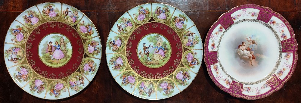 Austrian porcelain 3 cabinet plates