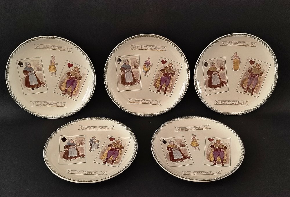 5 Choisy Le Roi Terre De Fer china playing card plates