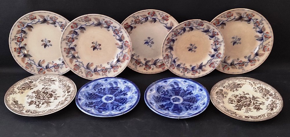 5 19th C. Stoneware plates, and 4 others