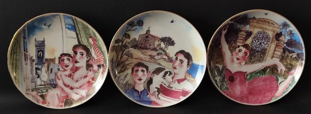 KENNETH ZAMMUT TABONE - 3 REUTTER porcelain plates with Maltese Scenes