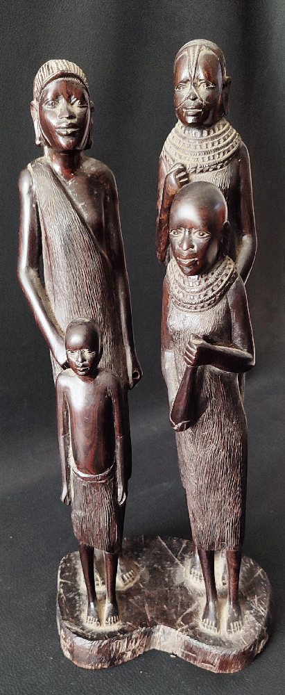 African tribal ebony carving: figure group