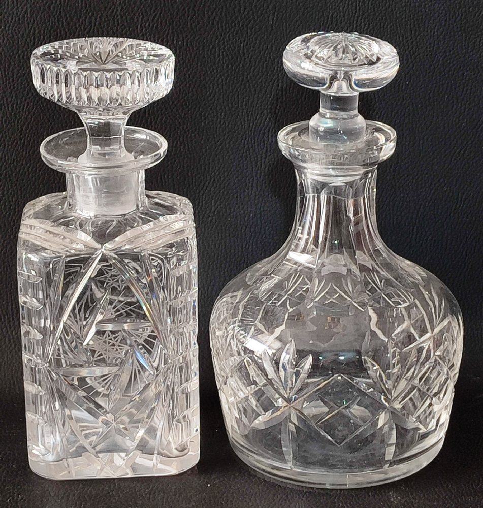 2, Cut crystal decanters with stoppers